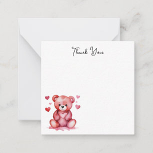 Süßer Wasserfarbenbär, rosa Herz Danke Mitteilungskarte
