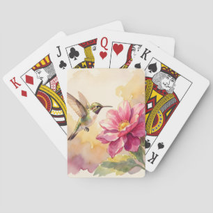 Süßer Wasserfarbvogel und -blume Spielkarten