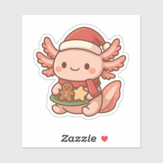 Süßer Weihnachts-Axolotl-Aufkleber | Kawaii-Feiert Aufkleber