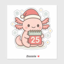 Süßer Weihnachts-Axolotl-Aufkleber | Kawaii-Feiert