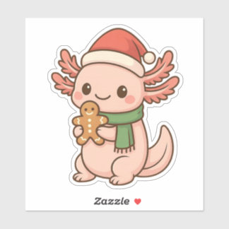 Süßer Weihnachts-Axolotl-Aufkleber Kawaii Lebkuche Aufkleber