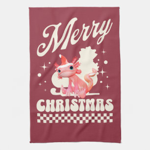 Süßer Weihnachts Axolotl Frohe Weihnachten Geschirrtuch