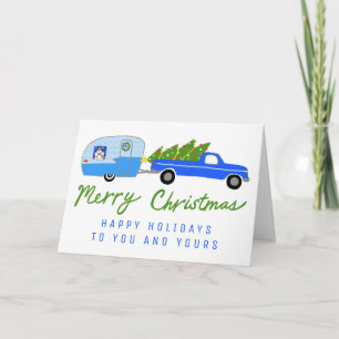 Süßer Weihnachts-Camper-LKW-Anhänger Vintage-RV Karte