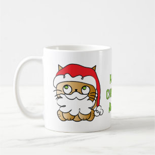 Süßer Weihnachts-Cartoon-Weihnachtsmann-Kater pers Kaffeetasse