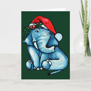 Süßer Weihnachts-Elefant mit Santa-Hut Karte