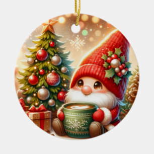 Süßer Weihnachts-Gnom  Keramik Ornament