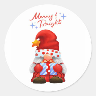 Süßer Weihnachts-Gnom Merry & Bright Aufkleber