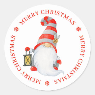Süßer Weihnachts-Gnom personalisiert Runder Aufkleber