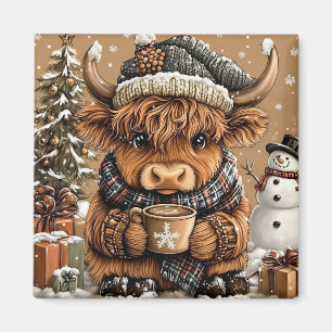 Süßer Weihnachts-Hochlandkuh-Magnet Magnet