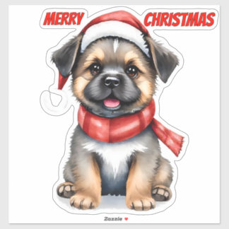 Süßer Weihnachts-Hund-Sticker | "Frohe Weihnachten Aufkleber