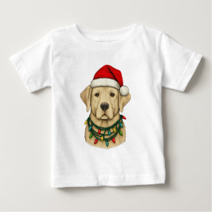 Süßer Weihnachts-Labrador mit Santa-Hut und Feiert Baby T-shirt