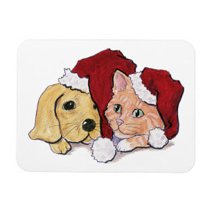 Süßer Weihnachts-Labrador-Welpe und orangefarbener Magnet