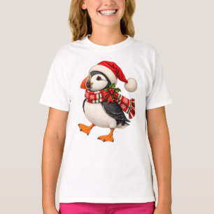 Süßer Weihnachts-Papageientaucher-Santa-Festivus-V T-Shirt