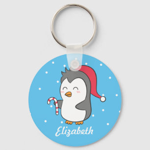 Süßer Weihnachts-Pinguin-Zuckerstangen-Schlüsselan Schlüsselanhänger