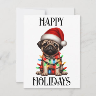 Süßer Weihnachts-Pug Feiertagskarte