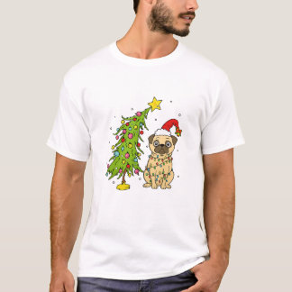 Süßer Weihnachts-Pug in Festtagslichter gehüllt T-Shirt