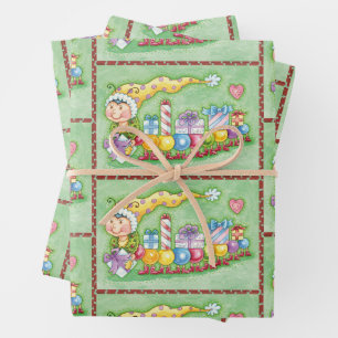 Süßer Weihnachts-Raupe-Zug mit Geschenken Geschenkpapier Set