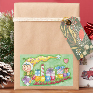 Süßer Weihnachts-Raupe-Zug mit Geschenken Rechteckiger Aufkleber
