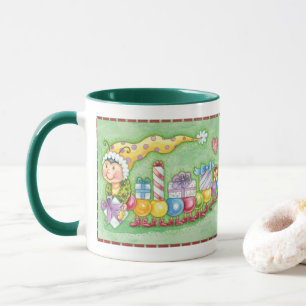 Süßer Weihnachts-Raupen-Zug mit Geschenken Tasse