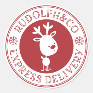 Süßer Weihnachts-Rentier-Express-Lieferung Runder Aufkleber