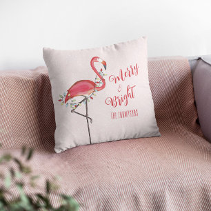 Süßer Weihnachts-Rosa-Flamingo-Personalisierter-Fe Kissen