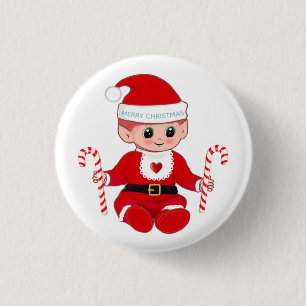 Süßer Weihnachts-Santa-Baby- und Zuckerstangen Button