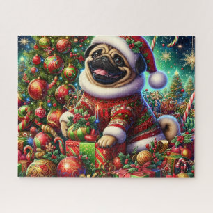 Süßer Weihnachts-Santa-Pug-Hund