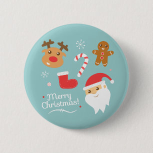 Süßer Weihnachts-Santa-Rentier-Lebkuchen-Knopf Button
