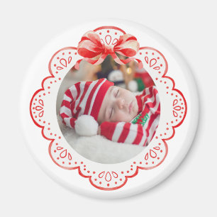 Süßer Weihnachts-Schleifen-Neugeborenen-Foto-Magne Magnet