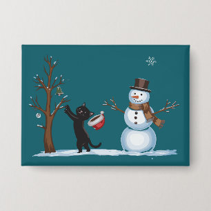Süßer Weihnachts-Schneemann-Katzenliebhaber Xmas W Button
