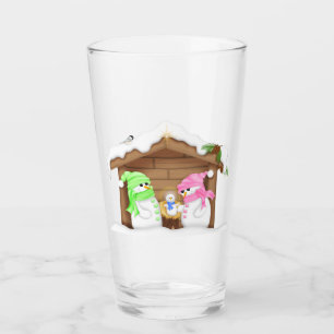 Süßer Weihnachts-Schneemann-Krippenbecher Glas