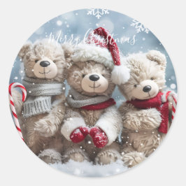 Süßer Weihnachts-Teddybär-Aufkleber Runder Aufkleber