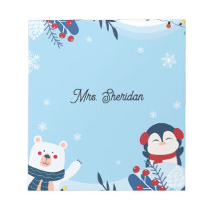 Süßer Weihnachts-Teddybär-Lehrer-Notizblock Notizblock
