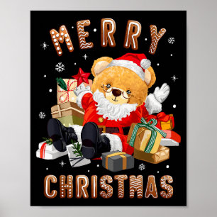 Süßer Weihnachts-Teddybär Weihnachtsmann  Poster