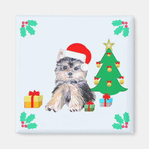 Süßer Weihnachts-Yorkshire-Welpe Magnet
