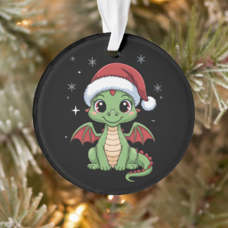 Süßer Weihnachtsbaby-Drache mit Santa-Hut und Schn Ornament