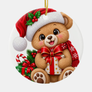 Süßer Weihnachtsbär-Schmuck Keramik Ornament