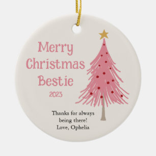 Süßer Weihnachtsbaum Blush Pink Keramik Ornament