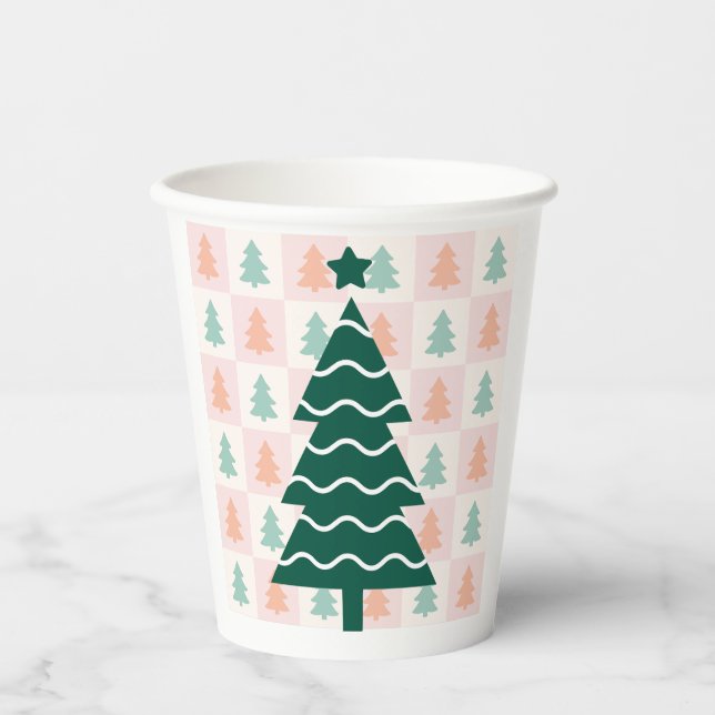  Süßer Weihnachtsbaum Feiertagsdesign.  Pappbecher (Vorderseite)