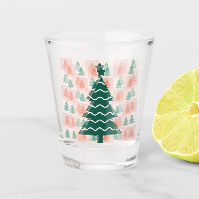  Süßer Weihnachtsbaum Feiertagsdesign.  Schnapsglas (Vorderseite)