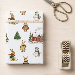 Süßer Weihnachtsbaum-Hase-Feiertag Geschenkpapier