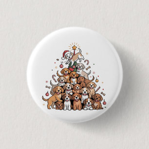 Süßer Weihnachtsbaum-Hund Xmas Baum Welpe Button