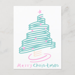 Süßer Weihnachtsbaum Rosa Grün Wirbelig Postkarte