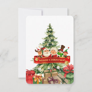 Süßer Weihnachtsbaum & Weihnachtsmann Grußkarte zu