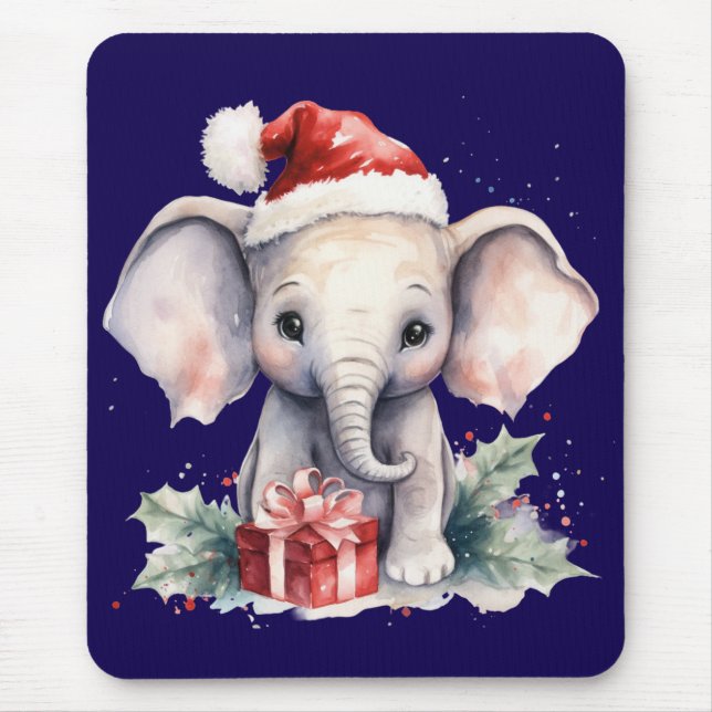 Süßer Weihnachtselefant Mousepad (Vorne)