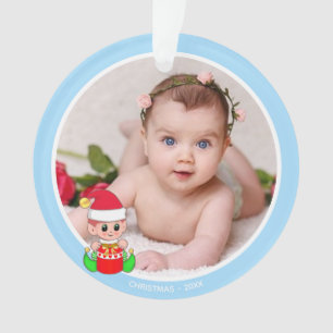Süßer Weihnachtself & Benutzerdefiniertes Foto auf Ornament