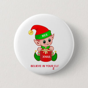 Süßer Weihnachtself Button