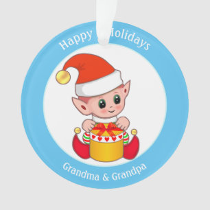 Süßer Weihnachtself für Oma & Opa Ornament