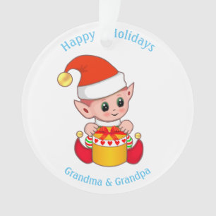 Süßer Weihnachtself für Oma und Opa Ornament