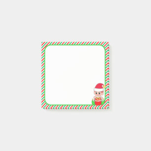 Süßer Weihnachtself & grüner, roter und weißer Ra Post-it Klebezettel